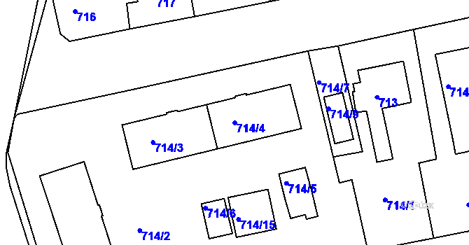 Parcela st. 714/4 v KÚ Turnov, Katastrální mapa