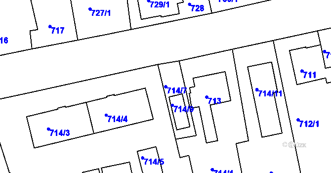 Parcela st. 714/7 v KÚ Turnov, Katastrální mapa