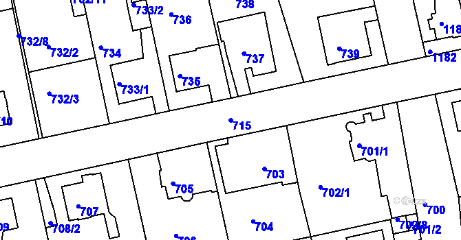 Parcela st. 715 v KÚ Turnov, Katastrální mapa