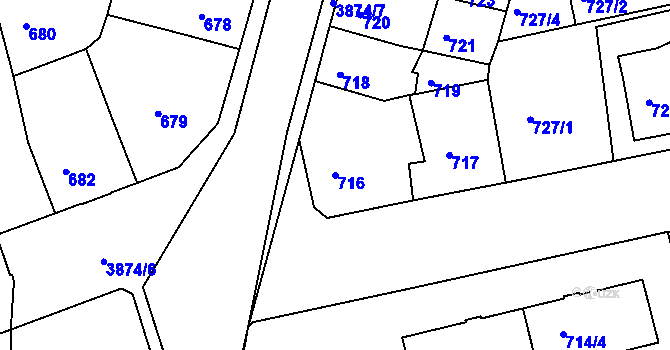 Parcela st. 716 v KÚ Turnov, Katastrální mapa