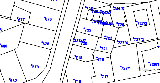 Parcela st. 720 v KÚ Turnov, Katastrální mapa