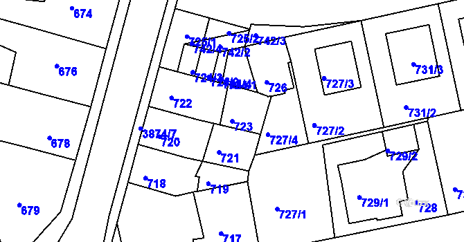 Parcela st. 723 v KÚ Turnov, Katastrální mapa