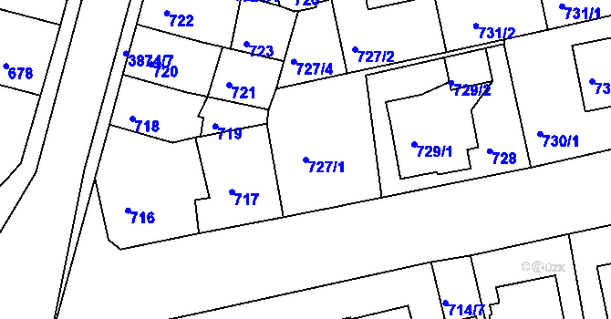 Parcela st. 727/1 v KÚ Turnov, Katastrální mapa