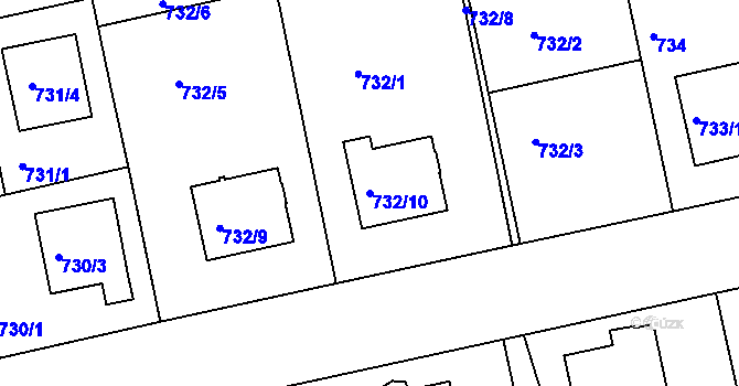 Parcela st. 732/10 v KÚ Turnov, Katastrální mapa