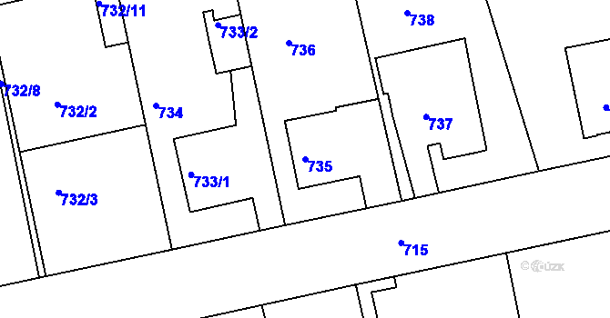 Parcela st. 735 v KÚ Turnov, Katastrální mapa