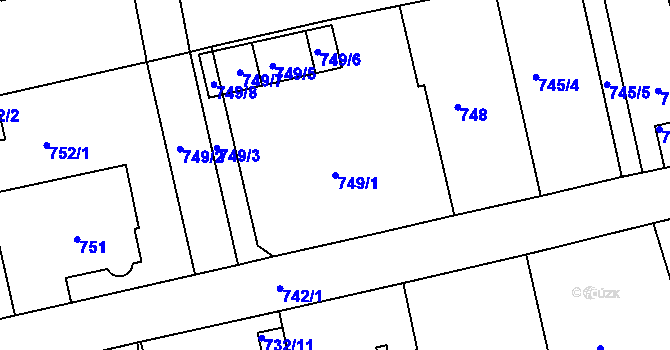 Parcela st. 749/1 v KÚ Turnov, Katastrální mapa