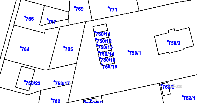 Parcela st. 750/14 v KÚ Turnov, Katastrální mapa