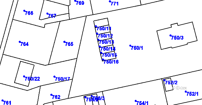 Parcela st. 750/15 v KÚ Turnov, Katastrální mapa