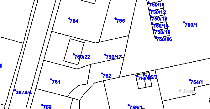 Parcela st. 750/17 v KÚ Turnov, Katastrální mapa
