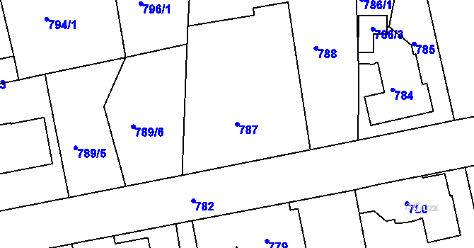 Parcela st. 787 v KÚ Turnov, Katastrální mapa