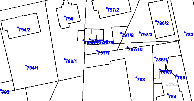 Parcela st. 797/1 v KÚ Turnov, Katastrální mapa