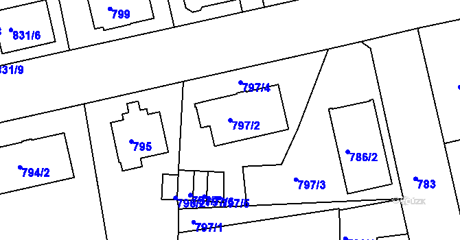 Parcela st. 797/2 v KÚ Turnov, Katastrální mapa