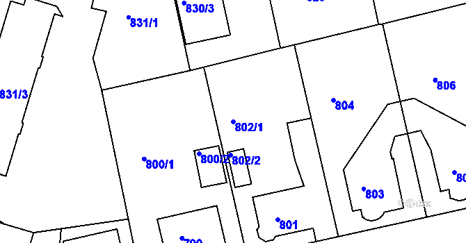 Parcela st. 802/1 v KÚ Turnov, Katastrální mapa