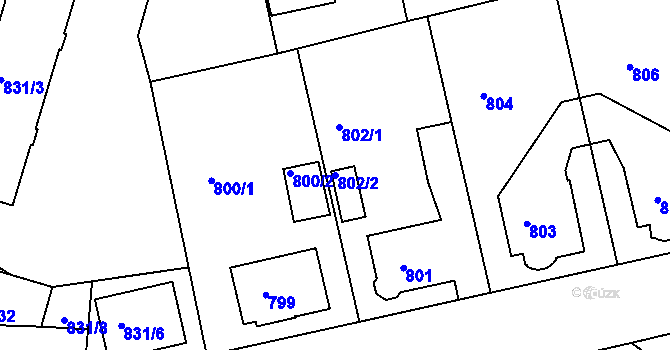 Parcela st. 802/2 v KÚ Turnov, Katastrální mapa