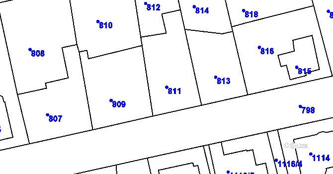 Parcela st. 811 v KÚ Turnov, Katastrální mapa