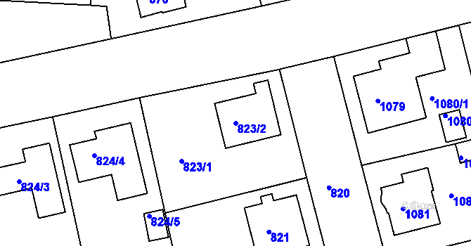 Parcela st. 823/2 v KÚ Turnov, Katastrální mapa