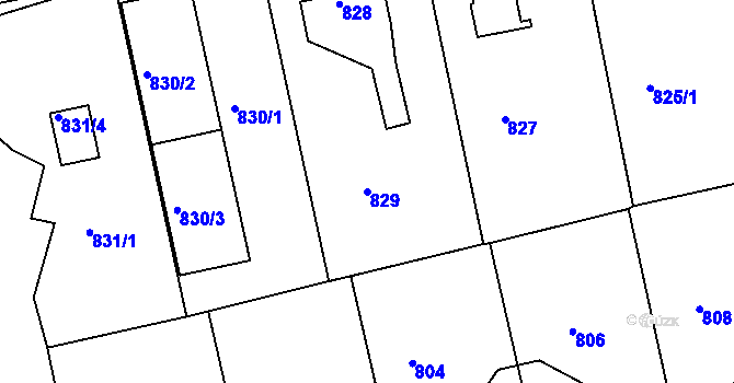 Parcela st. 829 v KÚ Turnov, Katastrální mapa