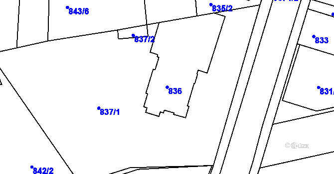 Parcela st. 836 v KÚ Turnov, Katastrální mapa