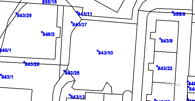 Parcela st. 843/10 v KÚ Turnov, Katastrální mapa