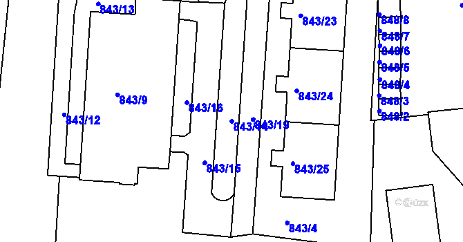 Parcela st. 843/14 v KÚ Turnov, Katastrální mapa