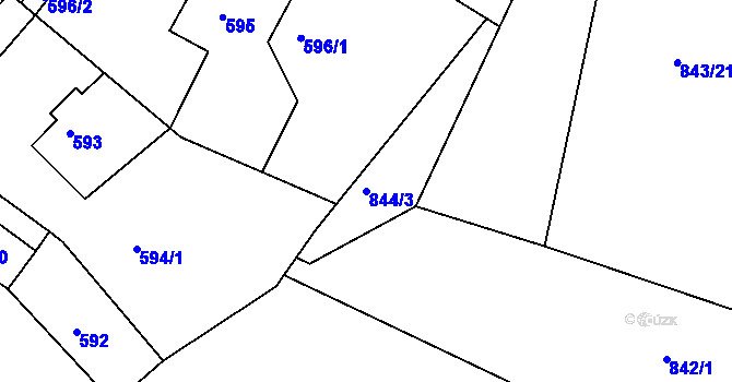 Parcela st. 844/3 v KÚ Turnov, Katastrální mapa