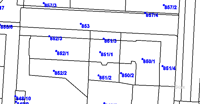 Parcela st. 851/1 v KÚ Turnov, Katastrální mapa