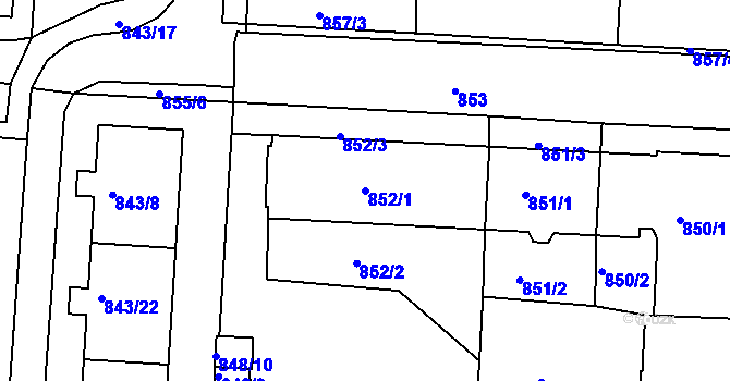Parcela st. 852/1 v KÚ Turnov, Katastrální mapa