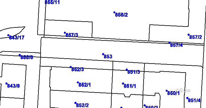 Parcela st. 853 v KÚ Turnov, Katastrální mapa