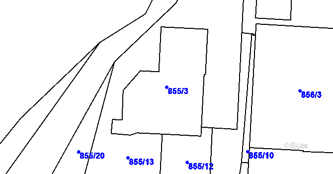 Parcela st. 855/3 v KÚ Turnov, Katastrální mapa