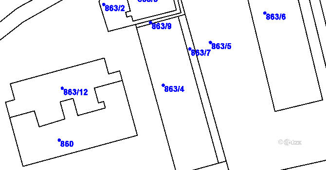 Parcela st. 863/4 v KÚ Turnov, Katastrální mapa
