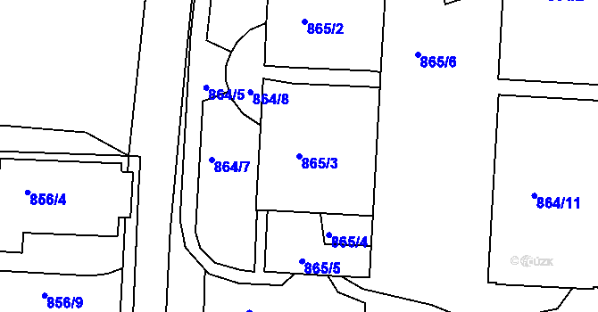 Parcela st. 865/3 v KÚ Turnov, Katastrální mapa