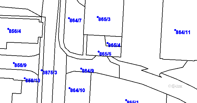 Parcela st. 865/5 v KÚ Turnov, Katastrální mapa