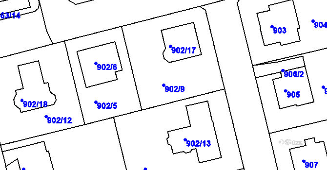 Parcela st. 902/9 v KÚ Turnov, Katastrální mapa