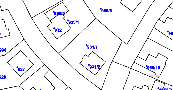 Parcela st. 931/1 v KÚ Turnov, Katastrální mapa