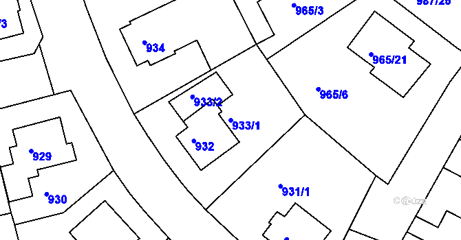 Parcela st. 933/1 v KÚ Turnov, Katastrální mapa
