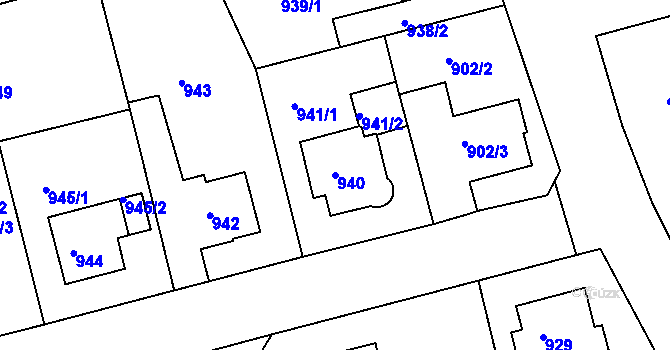 Parcela st. 940 v KÚ Turnov, Katastrální mapa