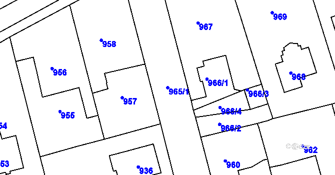 Parcela st. 965/1 v KÚ Turnov, Katastrální mapa