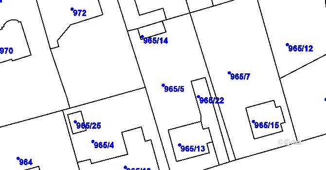 Parcela st. 965/5 v KÚ Turnov, Katastrální mapa