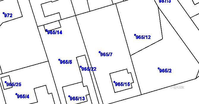 Parcela st. 965/7 v KÚ Turnov, Katastrální mapa