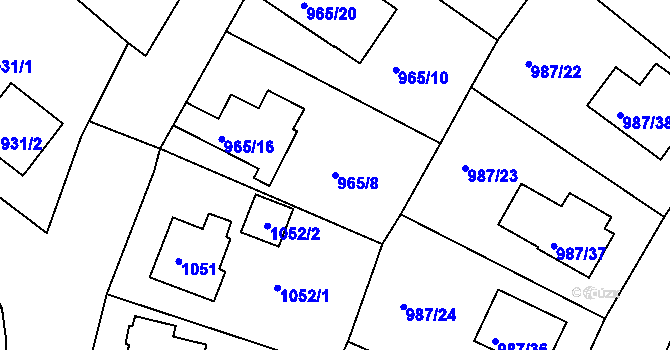 Parcela st. 965/8 v KÚ Turnov, Katastrální mapa