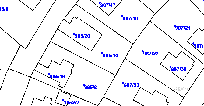 Parcela st. 965/10 v KÚ Turnov, Katastrální mapa