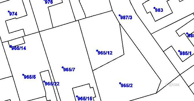Parcela st. 965/12 v KÚ Turnov, Katastrální mapa