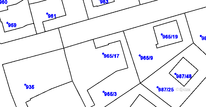 Parcela st. 965/17 v KÚ Turnov, Katastrální mapa