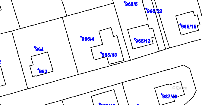 Parcela st. 965/18 v KÚ Turnov, Katastrální mapa