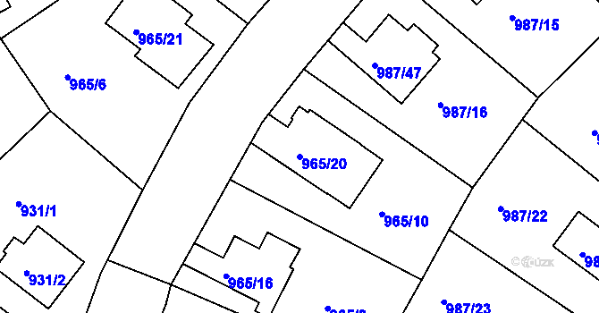 Parcela st. 965/20 v KÚ Turnov, Katastrální mapa