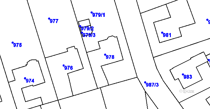 Parcela st. 978 v KÚ Turnov, Katastrální mapa