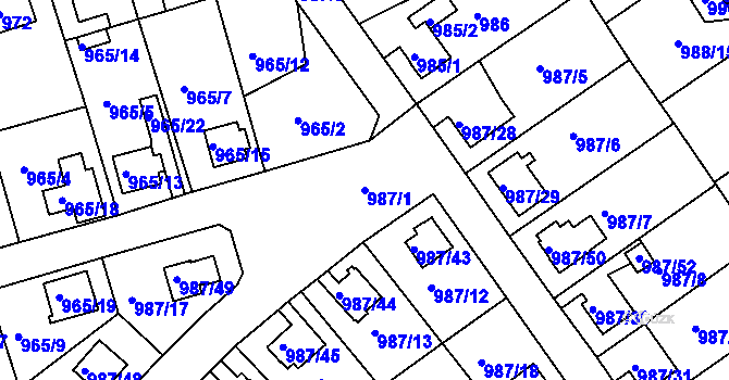 Parcela st. 987/1 v KÚ Turnov, Katastrální mapa