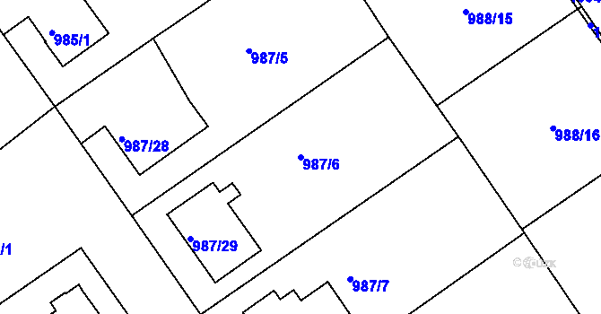 Parcela st. 987/6 v KÚ Turnov, Katastrální mapa
