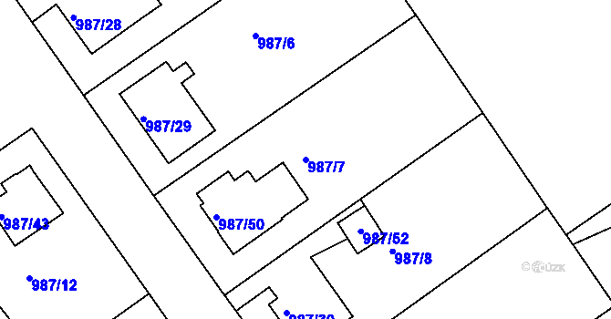 Parcela st. 987/7 v KÚ Turnov, Katastrální mapa