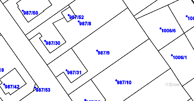 Parcela st. 987/9 v KÚ Turnov, Katastrální mapa